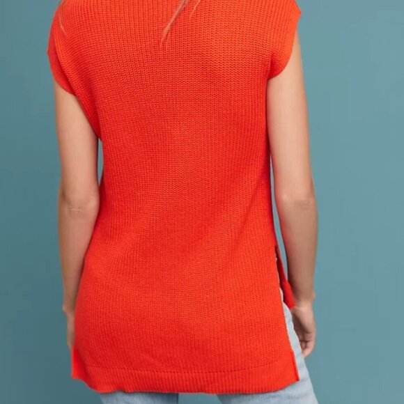 Anthropologie Sweater Tee Tunic Womens Large Black Cap Sleeve Vneck Knit Tunic - Picture 7 of 7